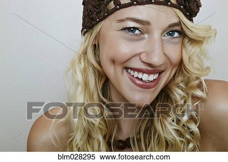 Stock Photography - Caucasian woman smiling. Fotosearch
