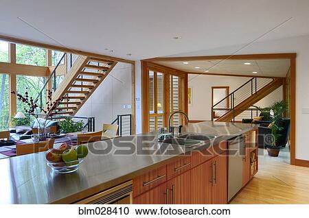 Stock Image - Counter tops and sink in kitchen. Fotosearch