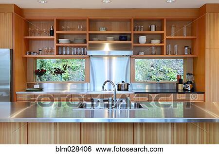 Stock Photograph - Counter tops and sink in kitchen. Fotosearch