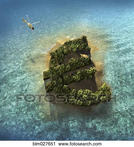 Stock Image - Euro sign growing on tropical island. Fotosearch