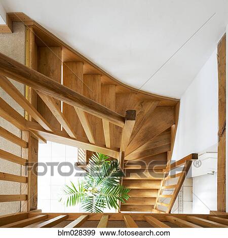 Overhead view of wooden staircase View Large Photo Image Stock Photo - Overhead view of wooden staircase. Fotosearch