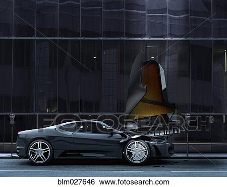 Stock Photograph - Piano falling on car. Fotosearch