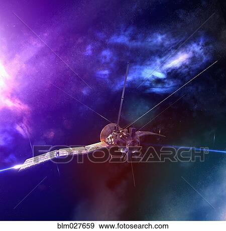 Satellite in space View Large Photo Image Stock Photo - Satellite in space. Fotosearch