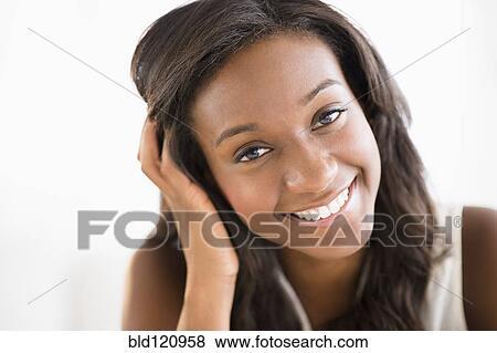 Stock Photo - Black woman smiling. Fotosearch