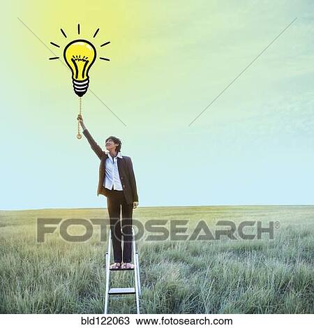 Businesswoman pulling chain on light bulb illustration View Large Photo Image Stock Image - Businesswoman pulling chain on light bulb illustration. Fotosearch