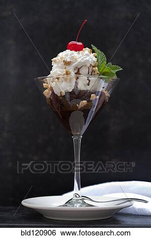 Stock Photograph - Close up of ice cream sundae. Fotosearch
