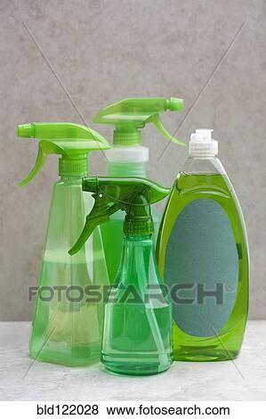 Green spray bottles View Large Photo Image Stock Photo - Green spray bottles. Fotosearch