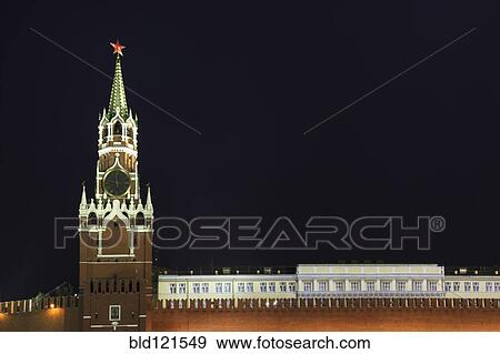 Illuminated ornate building, Moscow, Russia View Large Photo Image Stock Photo - Illuminated ornate building, Moscow, Russia. Fotosearch