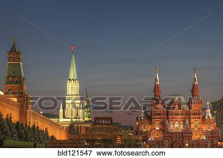 Illuminated ornate buildings, Moscow, Russia View Large Photo Image Stock Photo - Illuminated ornate buildings, Moscow, Russia. Fotosearch