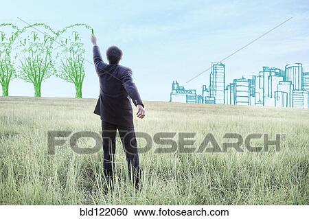 Indian businessman drawing trees on sky View Large Photo Image Stock Image - Indian businessman drawing trees on sky. Fotosearch
