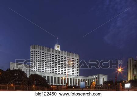 Large building illuminated at night, Moscow, Russia View Large Photo Image Stock Image - Large building illuminated at night, Moscow, Russia. Fotosearch