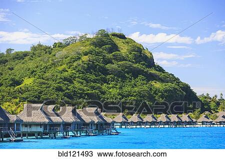 Stock Image - Tropical resort, Bora Bora, French Polynesia. Fotosearch