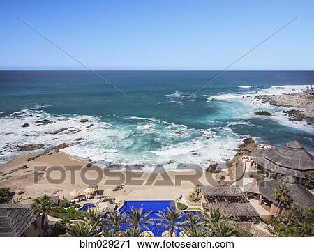 Aerial view of resort on ocean, Cabo San Lucas, BCS, Mexico View Large Photo Image Stock Image - Aerial view of resort on ocean, Cabo San Lucas, BCS, Mexico. Fotosearch