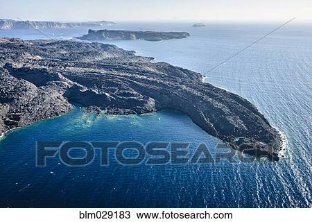 Aerial view of rocky rural coastline, Thira, Egeo, Greece View Large Photo Image Stock Image - Aerial view of rocky rural coastline, Thira, Egeo, Greece. Fotosearch