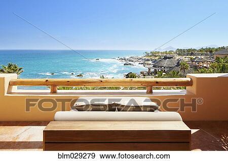 Balcony overlooking ocean, Cabo San Lucas, BCS, Mexico View Large Photo Image Stock Photo - Balcony overlooking ocean, Cabo San Lucas, BCS, Mexico. Fotosearch