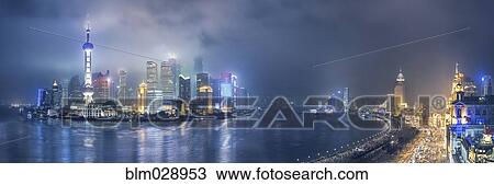 City skyline lit up at night, Shanghai, China View Large Photo Image Stock Image - City skyline lit up at night, Shanghai, China. Fotosearch