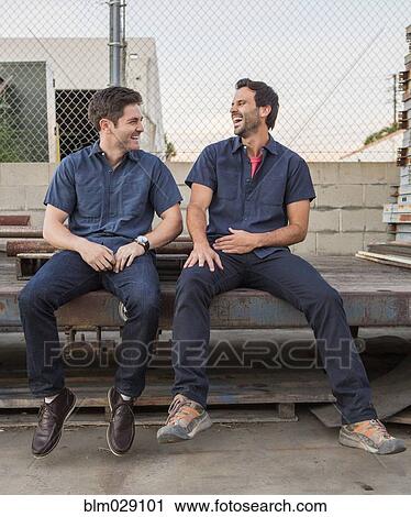 Men talking outdoors View Large Photo Image Stock Image - Men talking outdoors. Fotosearch
