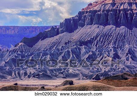 Stock Image - Rock formations in desert landscape, San Juan County, Utah, United States. Fotosearch