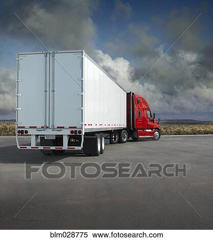 Semi-truck in parking lot View Large Photo Image Stock Photography - Semi-truck in parking lot. Fotosearch
