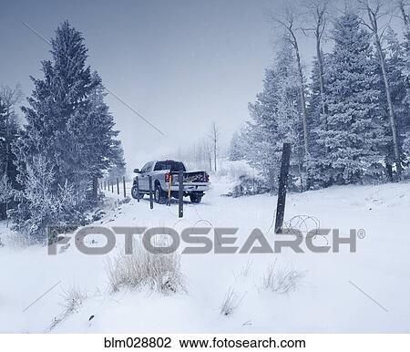 Truck in snowy landscape View Large Photo Image Stock Image - Truck in snowy landscape. Fotosearch