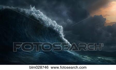 Waves crashing on stormy sea View Large Photo Image Stock Photograph - Waves crashing on stormy sea. Fotosearch