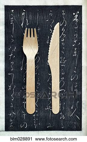 Wooden fork and knife on chalkboard View Large Photo Image Stock Image - Wooden fork and knife on chalkboard. Fotosearch