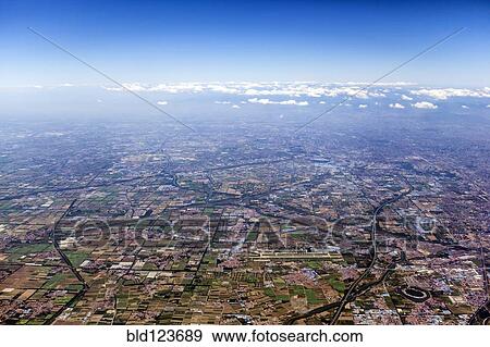Aerial view of cityscape, Beijing, China View Large Photo Image Stock Photo - Aerial view of cityscape, Beijing, China. Fotosearch
