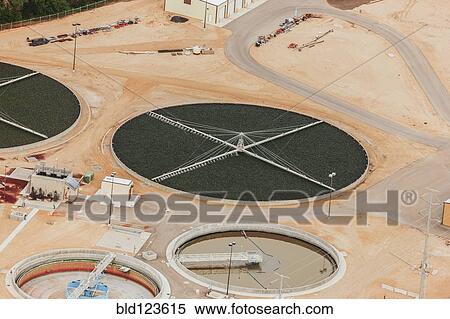 Aerial view of sewer processing plant View Large Photo Image Stock Photography - Aerial view of sewer processing plant. Fotosearch