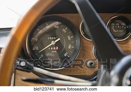 Close up of speedometer in retro Ferrari dashboard View Large Photo Image Stock Image - Close up of speedometer in retro Ferrari dashboard. Fotosearch