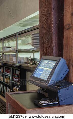 Computer register in restaurant View Large Photo Image Stock Photo - Computer register in restaurant. Fotosearch