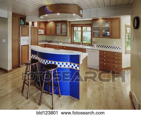 Counter tops and stools in open kitchen View Large Photo Image Stock Image - Counter tops and stools in open kitchen. Fotosearch