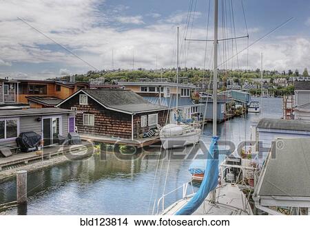 Houseboats on canal View Large Photo Image Picture - Houseboats on canal. Fotosearch