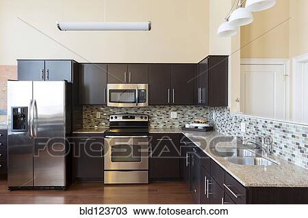 Modern kitchen View Large Photo Image Stock Image - Modern kitchen. Fotosearch