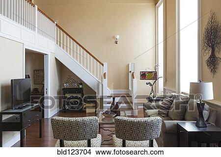 Open, modern living room View Large Photo Image Picture - Open, modern living room. Fotosearch