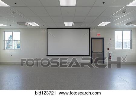 Projector screen in empty animal training room View Large Photo Image Stock Image - Projector screen in empty animal training room. Fotosearch