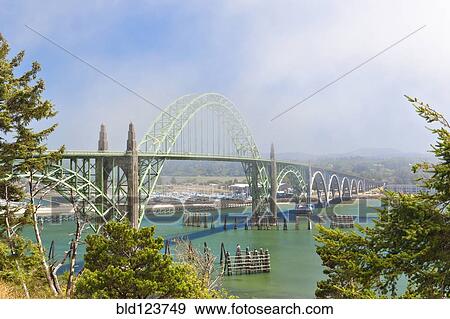 Stock Photo - Yaquina Bay Bridge, Newport, Oregon, United States. Fotosearch