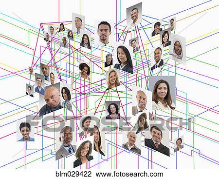 Stock Image - Images of business people in interconnected grid. Fotosearch