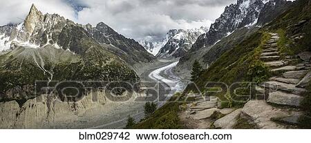 Path to Mer de Glace glacier in mountains, Chamonix, France View Large Photo Image Stock Image - Path to Mer de Glace glacier in mountains, Chamonix, France. Fotosearch