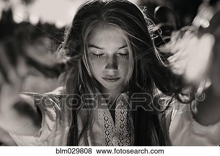 Serene Caucasian girl View Large Photo Image Stock Photo - Serene Caucasian girl. Fotosearch
