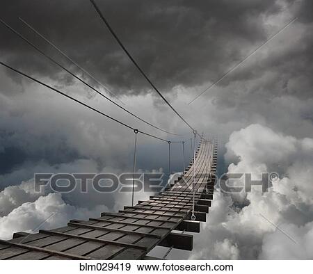 Wooden bridge in clouds View Large Photo Image Stock Photo - Wooden bridge in clouds. Fotosearch