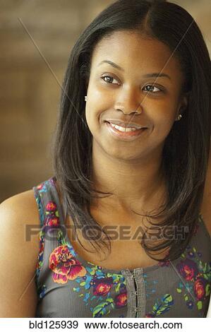 Stock Photo - Black woman smiling. Fotosearch