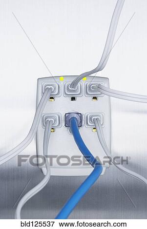 Close up of cords plugged into power strip View Large Photo Image Stock Photo - Close up of cords plugged into power strip. Fotosearch