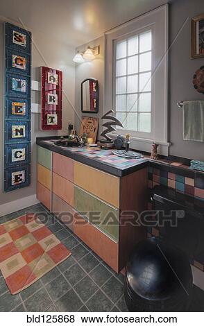 Stock Photo - Colorful bathroom. Fotosearch