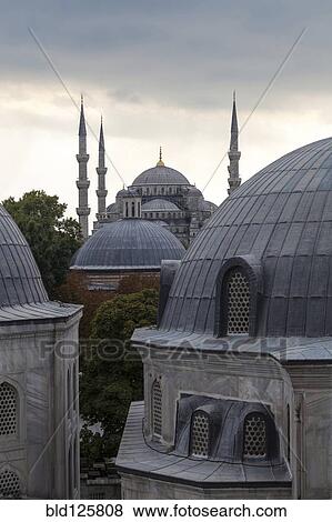Domes and towers of Blue Mosque, Istanbul, Turkey View Large Photo Image Stock Photo - Domes and towers of Blue Mosque, Istanbul, Turkey. Fotosearch