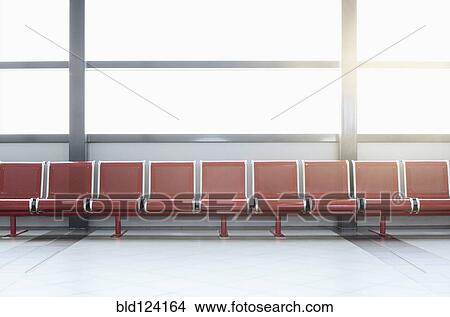 Picture - Empty seats in airport lobby. Fotosearch