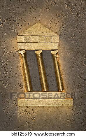 Golden model of leaning pillars and archway View Large Photo Image Stock Photo - Golden model of leaning pillars and archway. Fotosearch