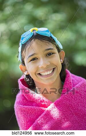 Mixed race girl wrapped in towel View Large Photo Image Stock Photograph - Mixed race girl wrapped in towel. Fotosearch