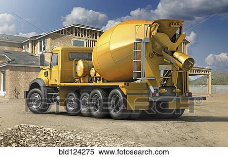 Stock Photography - Mixing truck at construction site. Fotosearch