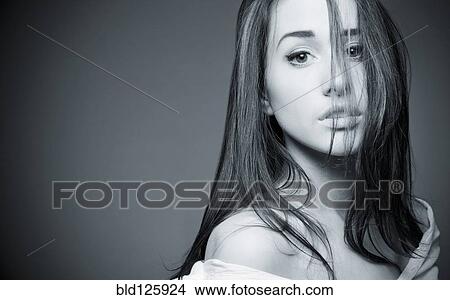 Picture - Serious Caucasian woman. Fotosearch