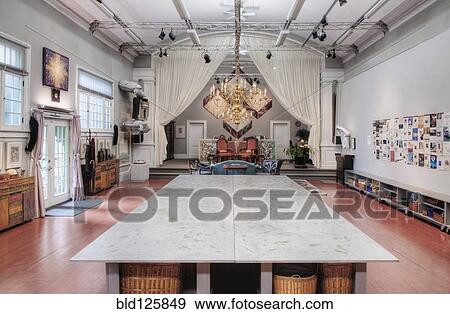 Table in long hall of custom home View Large Photo Image Stock Photo - Table in long hall of custom home. Fotosearch